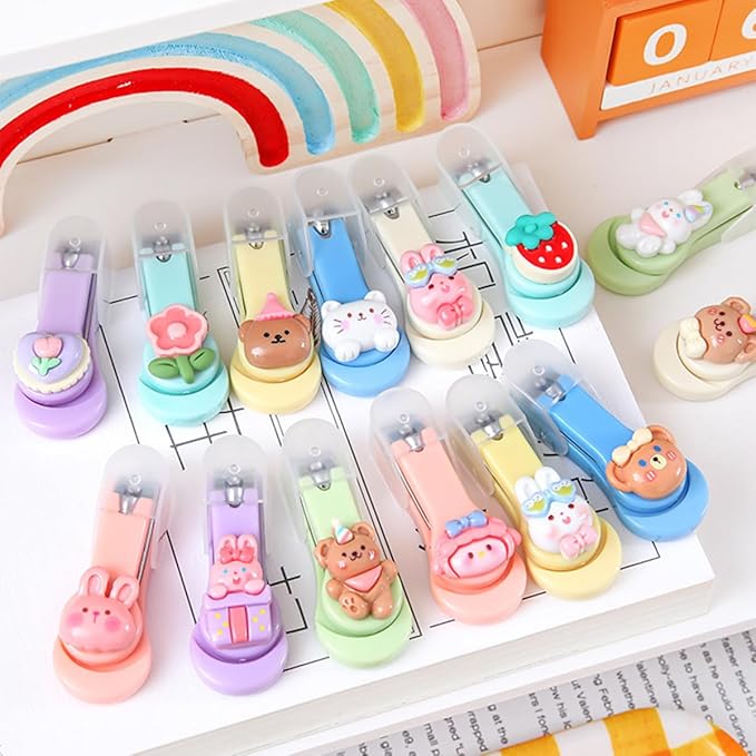 10Pcs Cute Cartoon Nail Clippers Kids Nail Clippers Portable Nail Scissors for Kids Women Men(Random Color)