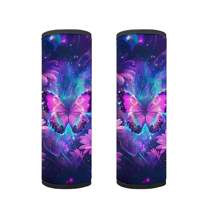 Biyejit Pink Butterfly Daisy Car Seat Straps Shoulder Pad for Kids, Seat Belt Pad, Children Seatbelt Padding, Soft Comfort Seat Belt Cushion, Car Accessories for Boys Girls 2 Pack