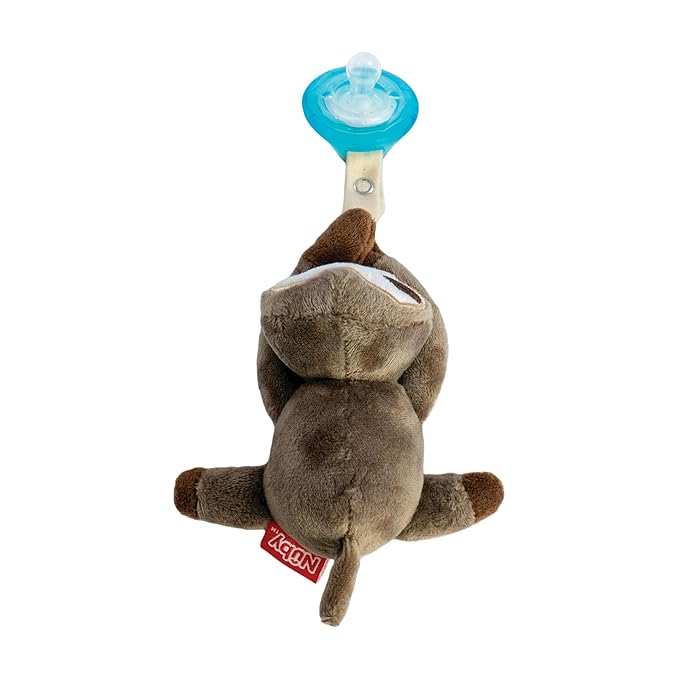 Nuby Soft Plush Pacifinder with Detachable Silicone Pacifier: 0-6 Months, Sloth, Natural Cherry Shape, Brown, one Size