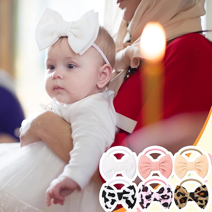 JATEBI 6 PCS Baby Girl Hair Bows Set Checkered Cow Print Bows Headbands for Girls Cowgirl Accessories Newborn Toddler Baby Outfits Cow