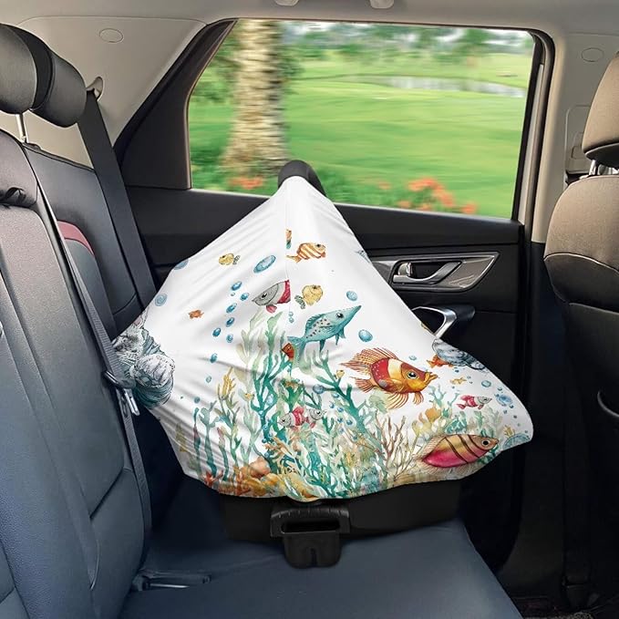 Cat Car Seat Canopy Breastfeeding Cover - Multi Use Baby Stroller and Carseat Cover, All Weather Breastfeeding Covers, Boys and Girls Shower Gifts