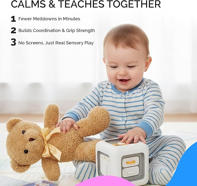 Montessori Baby Toys 10-12 Months, Montessori Toys for 1 Year Old, Baby Sensory Toys for 10-12 Month Infants - A Sliding Box, Puzzle, Switchboard, Pulling Carrots, Doll, Fruit Flash Cards