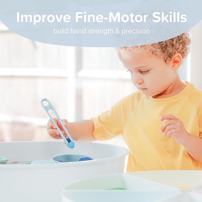 Inspire My Play 3 x Coral Silicone Mini Tongs for Kids - Kids Tweezers for Fine Motor - Small Toddler Tongs - Child Sensory Toys and Accessories