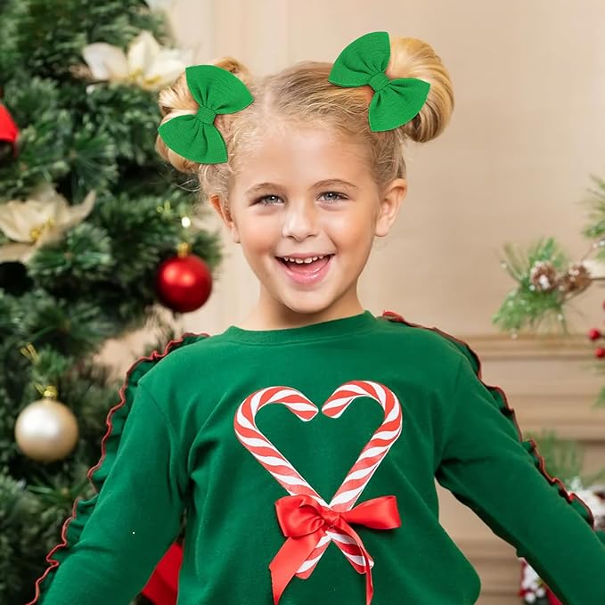 Baby Girls Christmas Hair Bows Clips Handmade Bow Hair Clips Christmas Hair Accessories Alligator Clip for Babies Infant Toddlers Little Kids 6 PCS Red White Green