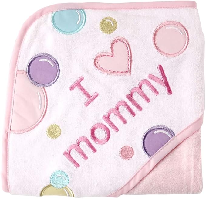 Luvable Friends Unisex Baby Hooded Towel, Pink Mom, One Size