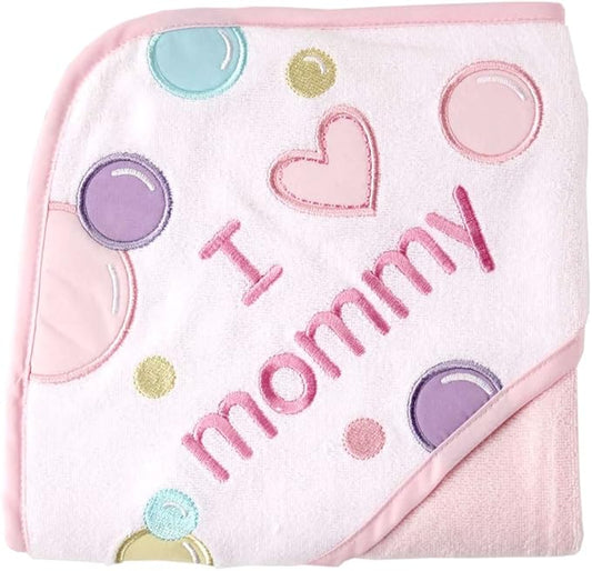 Luvable Friends Unisex Baby Hooded Towel, Pink Mom, One Size