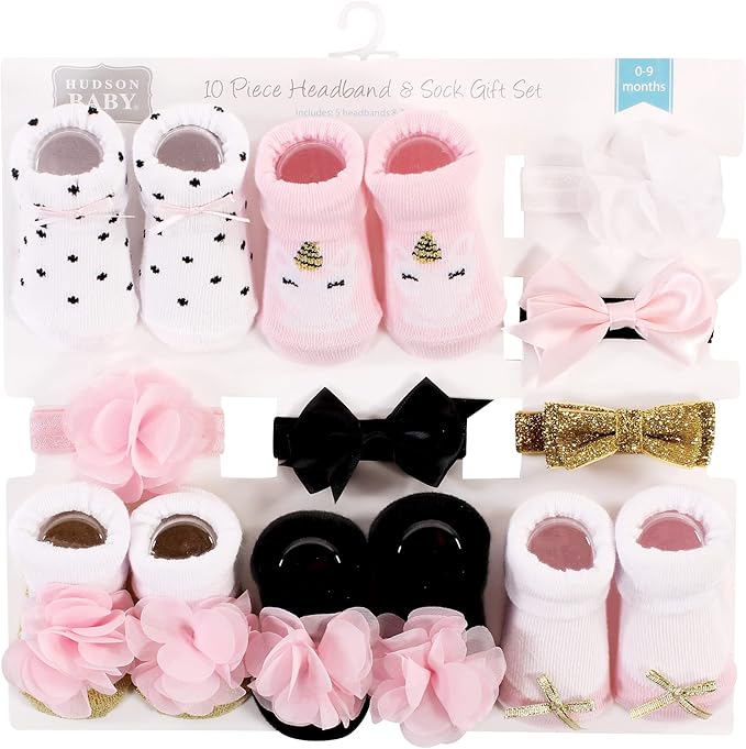 Hudson Baby Girl's Headband and Socks Giftset