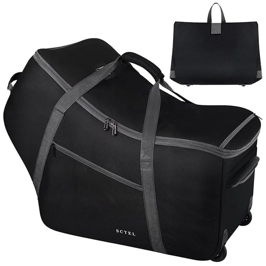 Car Seat Travel Bag with Wheels Fits All Nuna Pipa car seat and Base, Chicco Keyfit 35 and Anti-rebound Bar Base, Doona travel bag, Padded Infant Gate Check Bag with side pocket, Bumper Feet