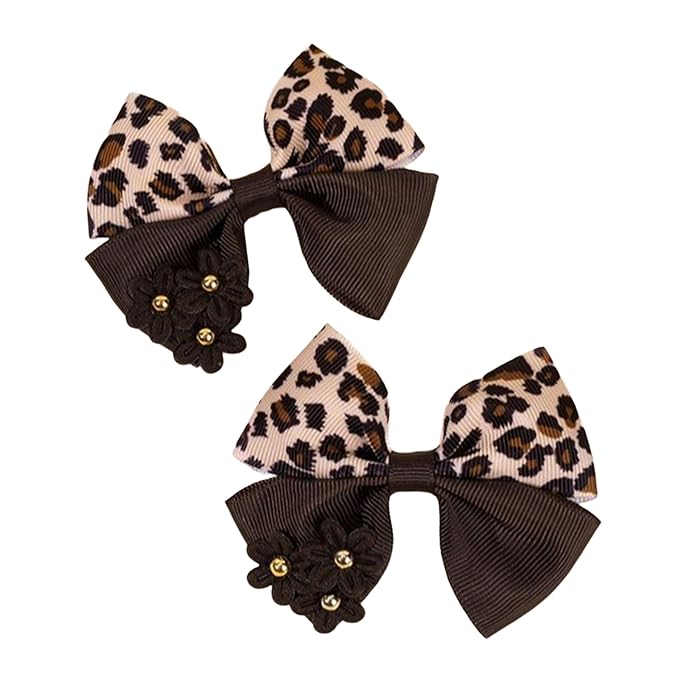 Baby girls leopard hair bow Clips Pin,leopard print bow hairpin for women(FD62-Leopard 2)