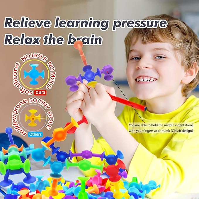 114pcs Suction Cup Bath Toys for Kids, Travel Essentials for Toddlers, Classroom Fidget Sensory Montessori Toy for 2-4, Stocking Stuffers Bathtub Toys for Ages 3-8 Boys Girls Autism