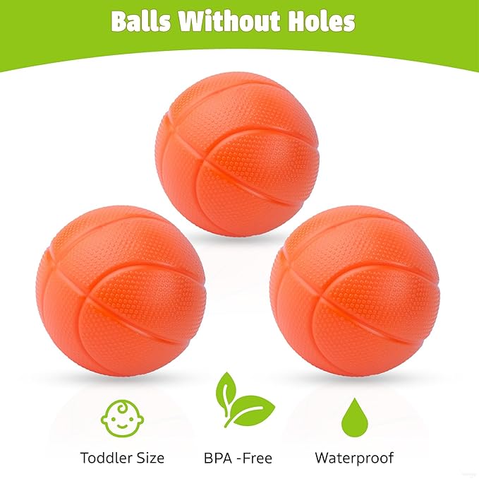 MARPPY Bath Toys - Bathtub Basketball Hoop for Kids Toddlers - Mold Free Bath Toys with Suction Cup & 3 No Hole Balls - Shower and Bathtub Toys for Toddlers - Boys Girls