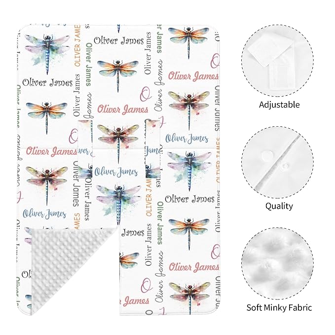 Personalized Baby Car Seat Canopy with Name Custom Minky Dragonfly Car Seat Covers Nursing Cover for Breastfeeding Multi-Use Cover Infant Carrier Carseat Winter Cover for Newborn Girls Boys