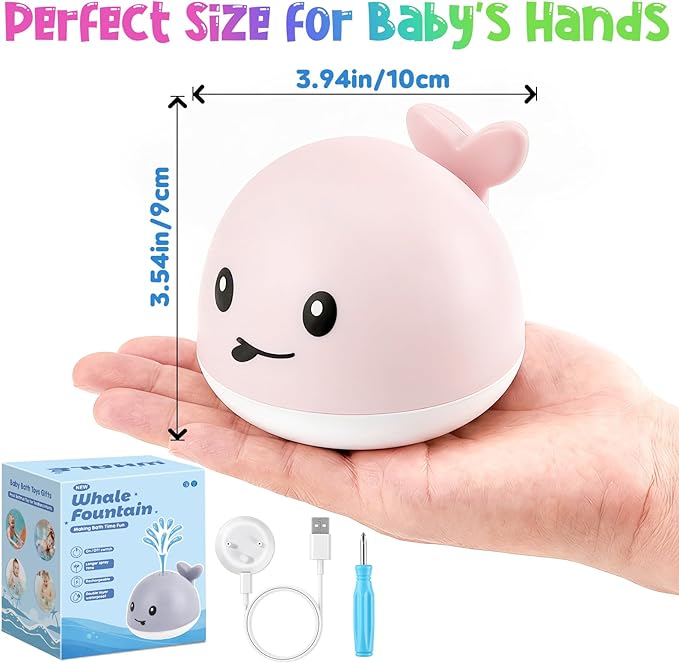 Gigilli Baby Girl Bath Toys, Light Up Whale Sprinkler Bath Toys for Kids Ages 1-3, Pool Water Table Bathtub Fountain Toy for Toddler 6-12 Months, Easter Basket Stuffers Birthday 1 Year Old Girls Gifts