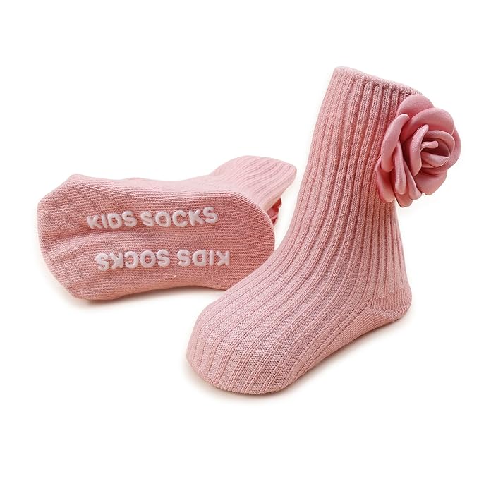 cherrboll Baby Girl Headbands and Socks Set, 3Pcs Soft Floral Hairbands Hair Bows Knit Socks for Newborn Infants Toddlers Photography Props Gifts