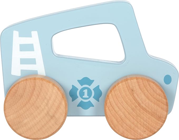 small foot Push Car Blue Wood 2-in-1 Gripping Toy & Toy Vehicle, Motor Skills Toy for Toddlers from 6 Months and up, 12710