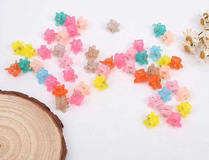 50 Pcs Colorful Mini Hair Claw Small Hair Clips Clamps Hair Accessories for Baby Girl Decorative Bun Tiny Hair Clips (Set-B)