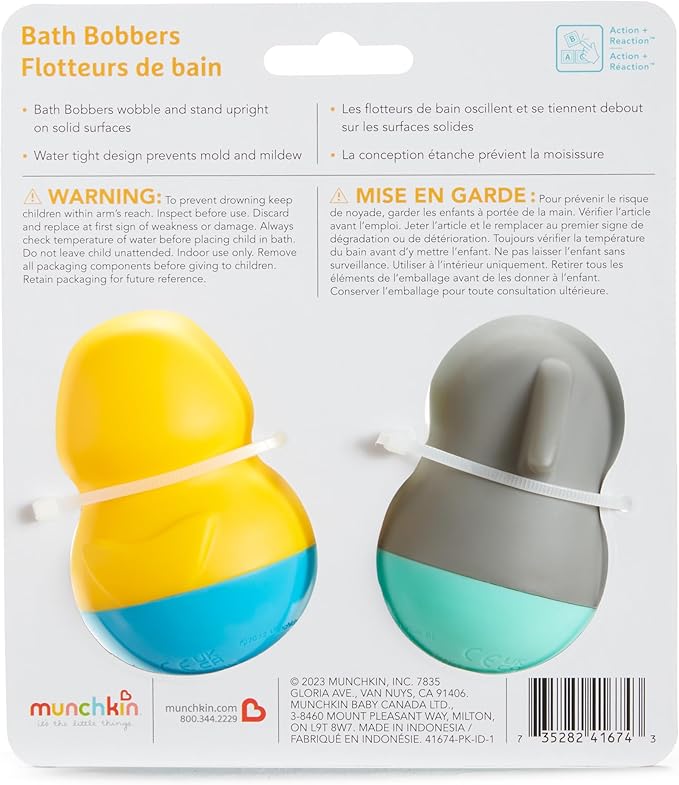 Munchkin® Bath Bobbers Mold Free Baby and Toddler Bath Toy, 6+ Months, Dolphin/Walrus