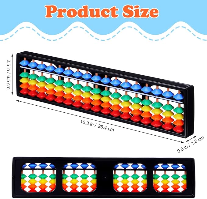 Alipis Arithmetic Abacus Math Counting Toy 17 Digits Rods with Colorful Beads, Chinese Abacus Mathematics Learning Aid Tool