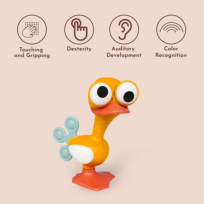 Tolo Crazy Eyed Bird | Interactive Toy for Babies 3+ Months | Movable Eyes, Clicking Head & Feet, Rattling Body, Squeaking Wings | Teething Relief & Developmental Play