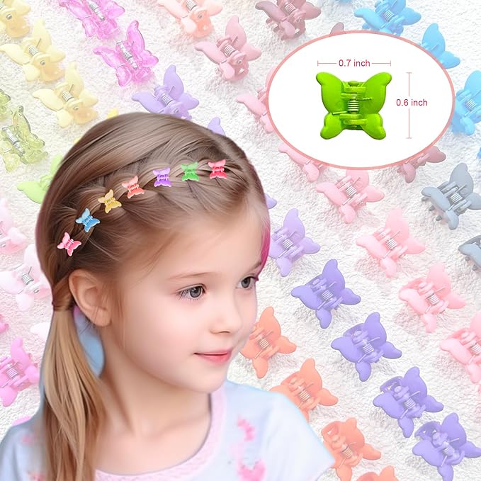 96pcs Baby Girl Hair Clips 24 Multicolors Colors Mini Hair Claw Clips Small Tiny Butterfly Claw Clips Baby Hair Accessories for Toddler