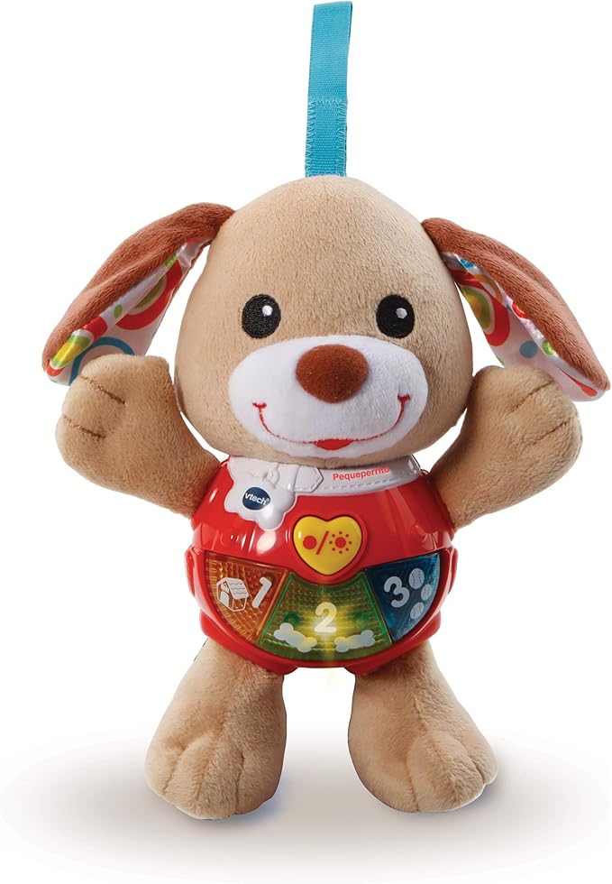 VTech -Baby Small Interactive Plush Dog with Songs Voices and Activities That Stimulate Baby in Different Aspects Development Motor, Language and Sensory, Brown (3480-502322)