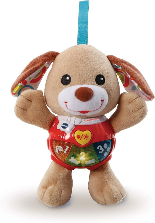 VTech -Baby Small Interactive Plush Dog with Songs Voices and Activities That Stimulate Baby in Different Aspects Development Motor, Language and Sensory, Brown (3480-502322)
