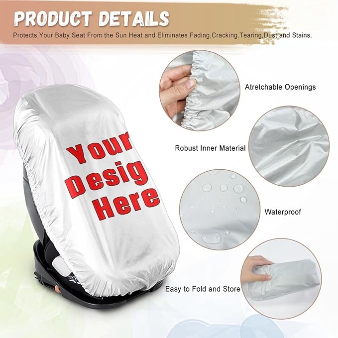 XYZCANDO Customized Design Baby Car Seat Cover for Travel Add Your Design Baby Car Seat Shade Cover Personalized Car Seat Sun Cover for Baby Baby Travel Accessories Gift for Birthday