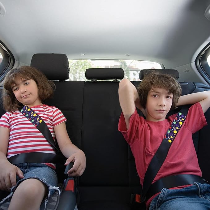 Baby Seat Belt Strap Cover, 2 Pcs Kids Car Seat Belt Cushions Pads, Shoulder Strap Protectors for Girls Boys (Space 4A)