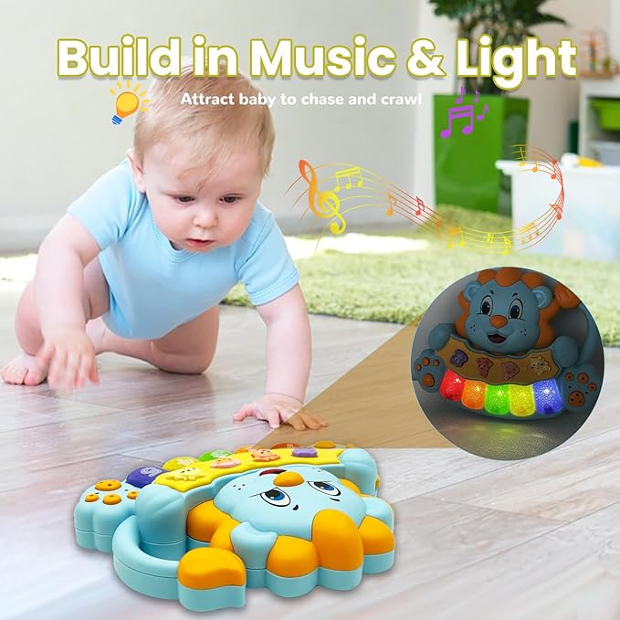 Baby Piano Keyboard Toys 12-18 Month Early Learning Light Up Music Toys Infant Gifts for 1 Year Old Boys Girls (Lion)