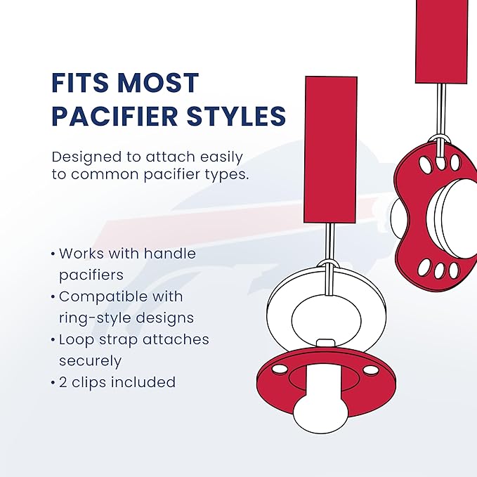 Baby Fanatic Officially Licensed Unisex Pacifier Clip 2-Pack - NFL Buffalo Bills - Officially Licensed Baby Apparel