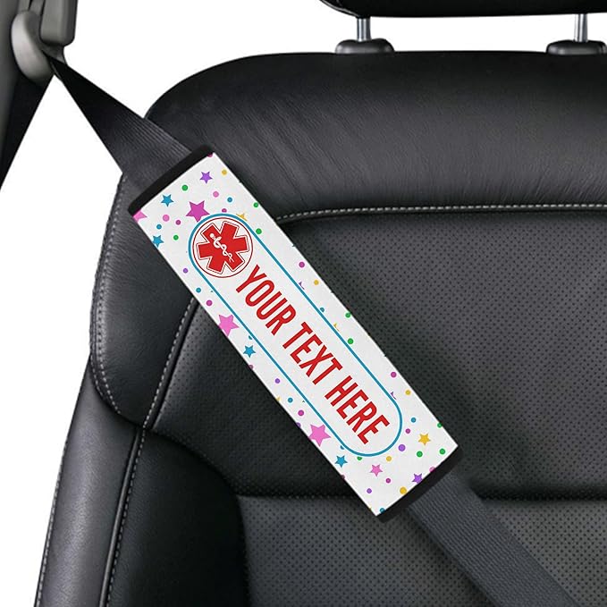 Type 1 Diabetic Custom Text Size Medical Alert Car Seat Belt Cover for Adults Girls and Boys Safety Seatbelt Belt Strap Shoulder Pad for a More Comfortable Driving 82