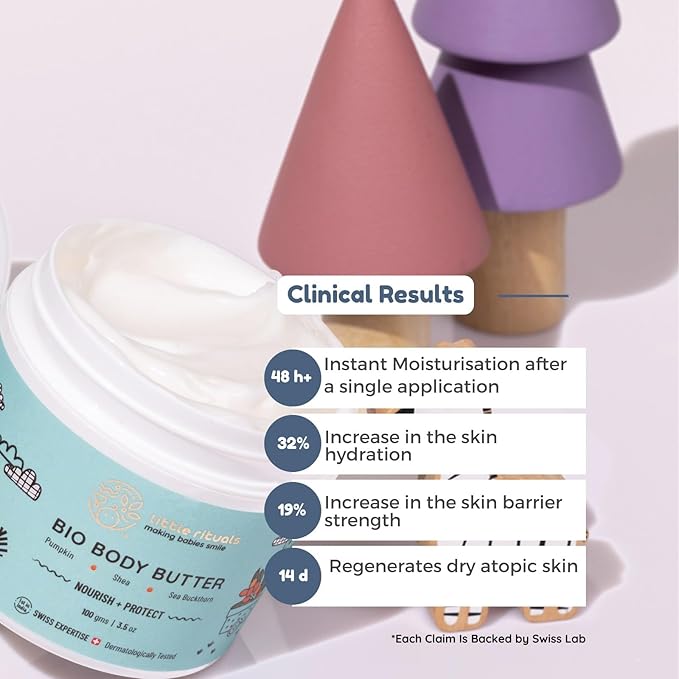 Little Rituals Baby BIO Body Butter - Nourish+ Protect Formulated with Best Plant Botanical -Pumpkin & SHEA Butter, SEABUCKTHORN Oil. Natural, Organic, Dermat Tested, Swiss Technology (100 gm)