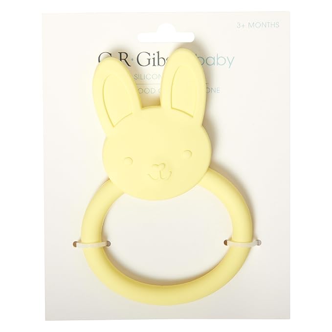 C.R. Gibson 100% Food Grade Silicone Bunny Baby Teether for Infants, 2.75" x 4.25", Multicolor