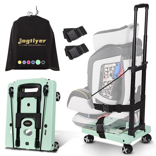 Car Seat Dolly for Airport Folding Car Seat Travel Cart for Airplane - Car Seat Roller with Wheel Cart Carrier with Straps Foldable Luggage Trolley Folding Hand Truck Dolly for Moving