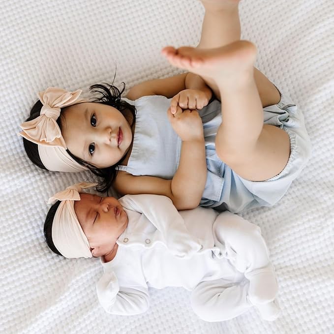 Baby Bling 2PK FAB-BOW-OUS®: petal + oatmeal