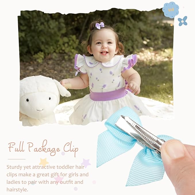 JOYOYO 60 Pieces Baby Hair Bows with Alligator Clips in 30 Pastel Colors, Barrettes and Bows for Baby Girls,Toddlers,Infants(1.8inch)