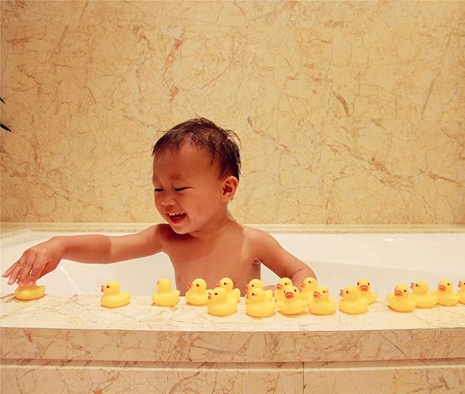 31-Pieces Float & Squeak Mini Rubber Duck Baby Bath Ducky Sound ShowerToys for Kids Celebrate The Joy of The Children