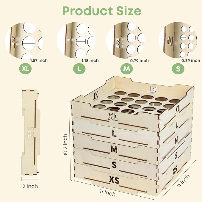 Toy Block Sorter Sifter, 5 Different Size Toy Block Sorting Boxes, Wooden Storage Box for Building Blocks, Birthday Gift Boys Girls and Adults