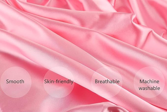 Satin Pack and Play Sheets Fitted Compatible with 4moms Breeze Plus Playard and Other Large Playpen Mattress Protect for Baby Hair and Skin, Grey & Pink