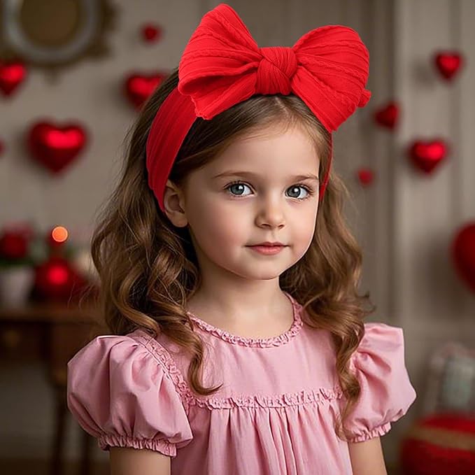 LemonSpace Handmade Red baby Bow Baby girls Headbands with Bows High Stretchy Soft Nylon Infant Headwrap Newborn Red Pink Hair Accessories Wonderful Gift for Mother's day,Baby Shower