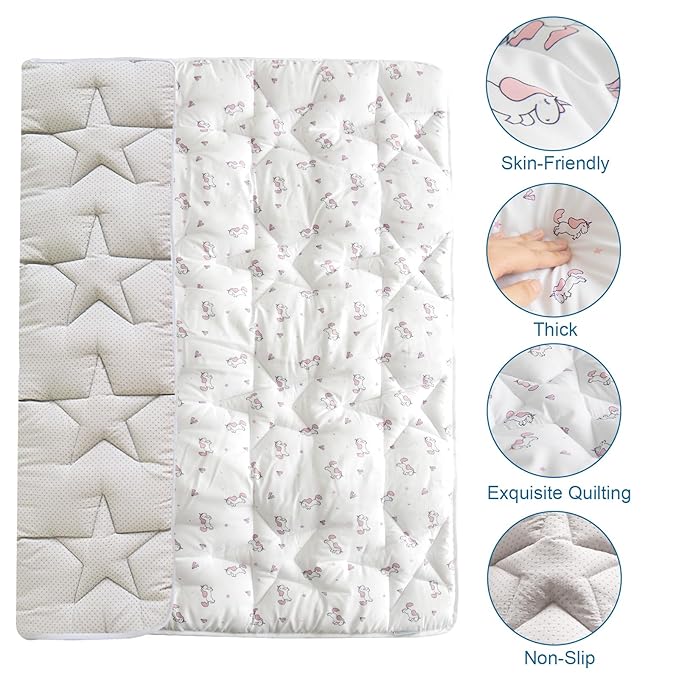 Baby Play Mat for Boys Girls, 50'' x 50'' Playpen Mat Non Slip, One-Piece Crawling Play Mat for Baby, Toddlers, White Print