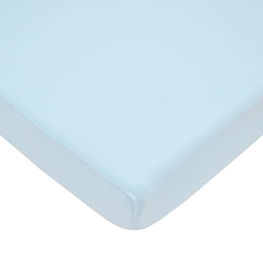 American Baby Company 100% Natural Cotton Fitted Pack and Play Sheet 39" x 27" - Soft & Breathable Pack N Play Sheet for Playpen, Playard & Mini Crib Mattress, Blue, for Boys & Girls