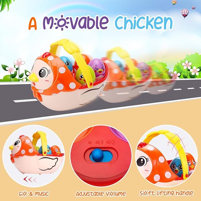 Easter Egg Toys Gift for Toddlers, Easter Basket Stuffers for 18 month 1 2 3 4 5+ Year Old Kids Girls Boys Baby, Large Plastic Easter Eggs Fillable, Nesting Stacking Toy Easter Hunt Party Favor