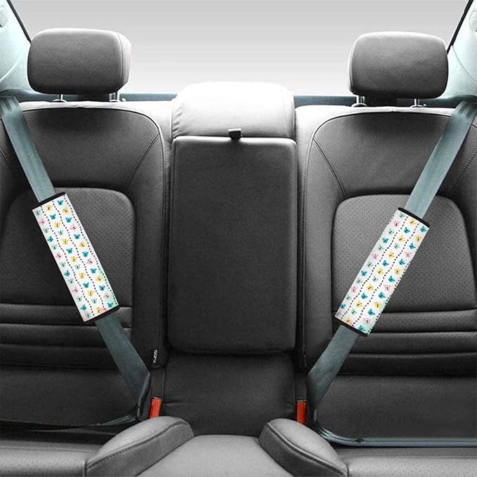 Butterflies Seatbelt Pads Colourful 4 PCS Car Interior Accessories Covers Comfortable Seat Belt Cushion for Adult Women Fabric Seat Strap Pads Shoulder Padding Universal Fit Most Cars SUV