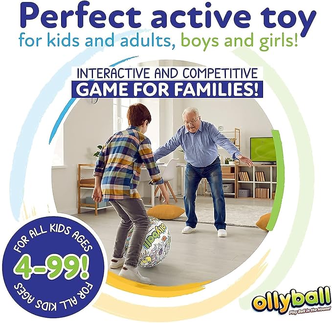 Ollyball 2-Pack Eco Pak Play Balls for Kids & Parents – Soccer Ball & Football for Indoor Activities with Patented KrunchCOR & Full-Force Indoor Play | Christmas Soccer Gifts for Boys & Girls