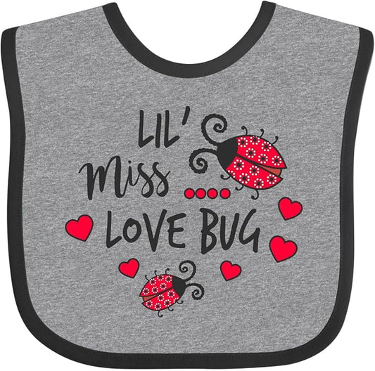 inktastic Lil Miss Love Bug with Lady Bug and Hearts Baby Bib