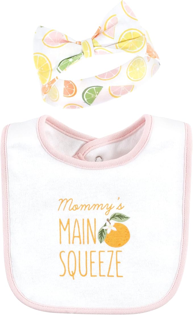 Hudson Baby Unisex Baby Cotton Bib and Headband Set