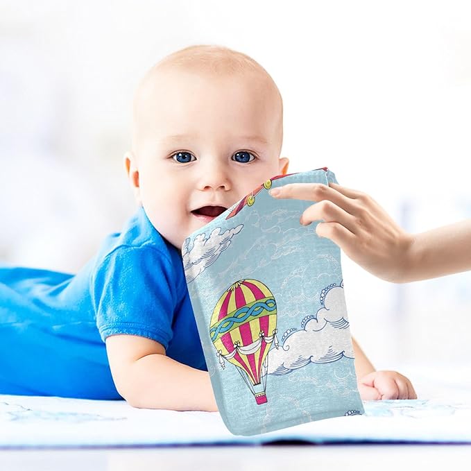vvfelixl Hot Air Balloons Airplanes Baby Burp Cloths Baby Muslin Washcloths for Boys Girls Cotton Baby Face Towel for Newborn Infants Soft and Absorbent 11.8 X 11.8 in, 5 Pack