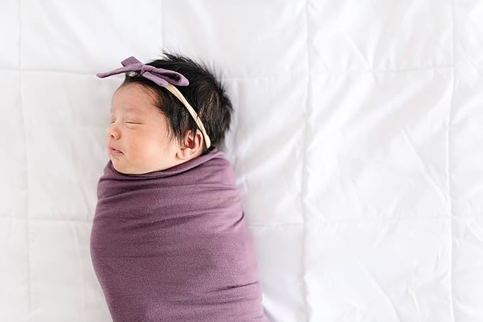 Copper Pearl Ribbon Baby Bow Plum