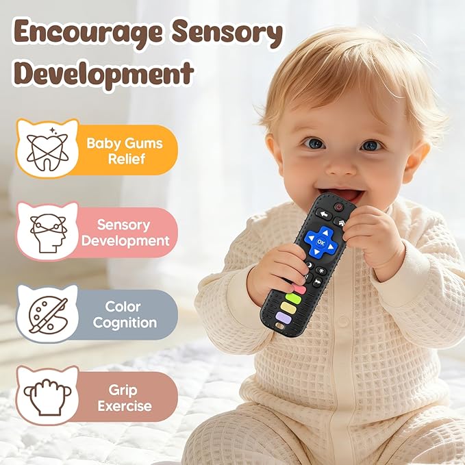 Baby Teething Toys for Babies 3-6 6-12 12-18 Months, BPA-Free Silicone Remote Control Teether Toys, Baby Chew Toys for Teething Relief & Sucking Needs